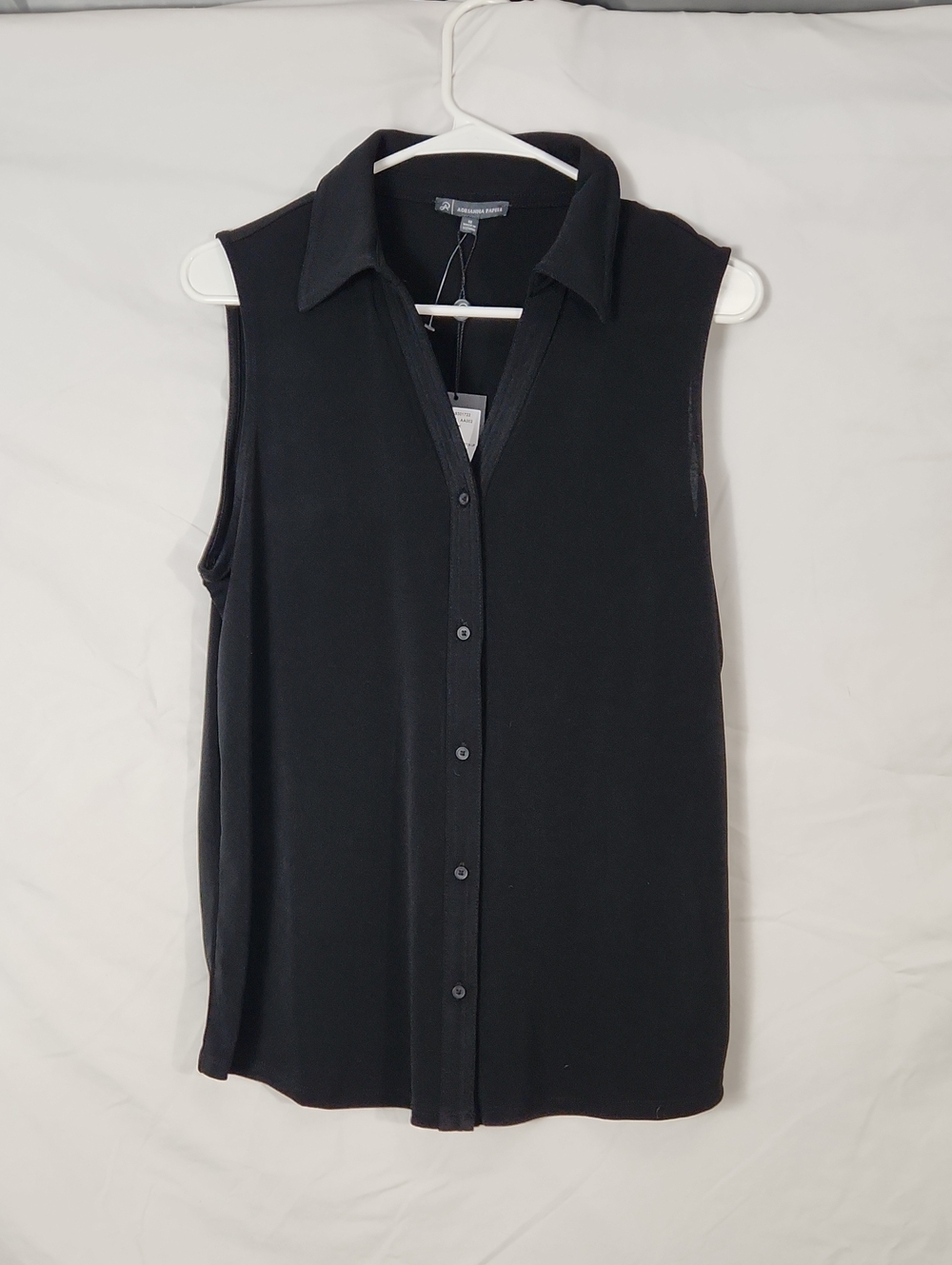 Adrianna Papell Sleeveless Button-Front Shirt - Black -